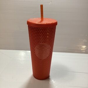 Starbucks Orange Studed Tumbler With Lid and Straw NWOT